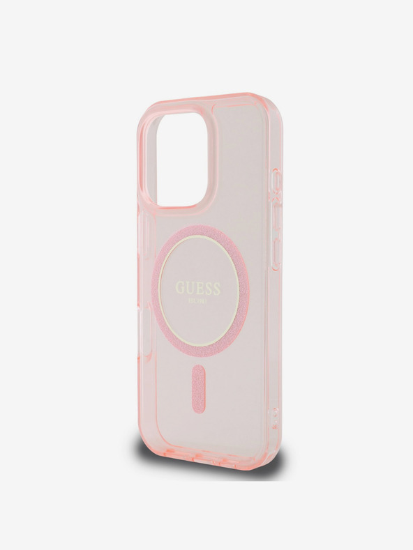 Guess Guess IML Glitter Ring MagSafe заден капак за iPhone 16 Pro Pink