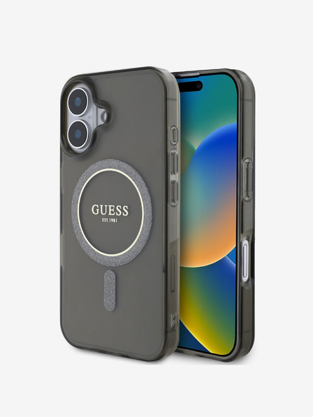 Guess Guess IML Glitter Ring MagSafe заден капак за iPhone 16 Black