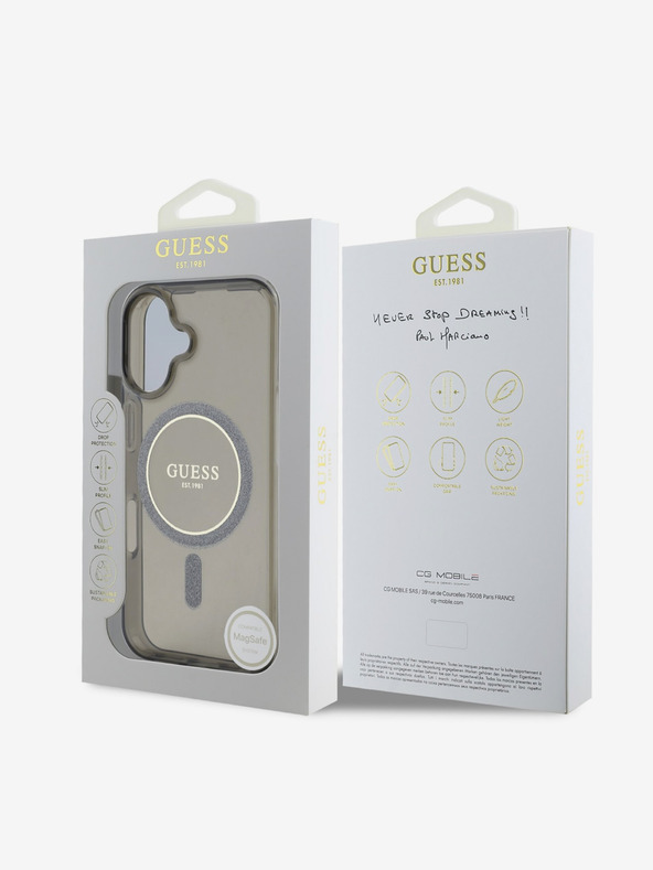 Guess Guess IML Glitter Ring MagSafe заден капак за iPhone 16 Black