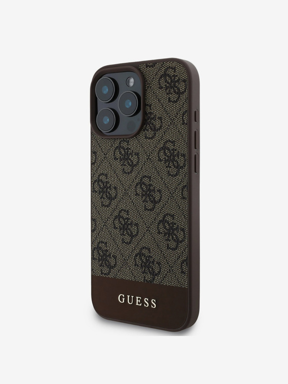 Guess Guess PU 4G Stripe заден капак за iPhone 16 Pro Brown