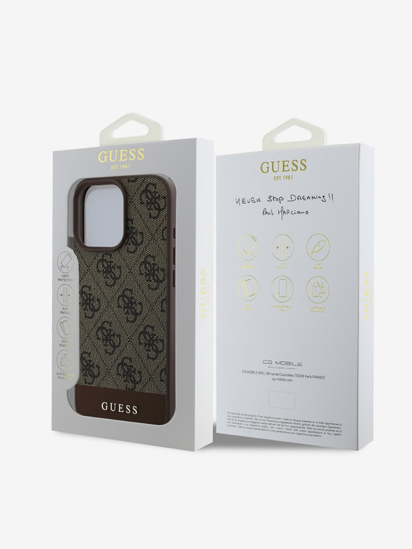 Guess Guess PU 4G Stripe заден капак за iPhone 16 Pro Brown