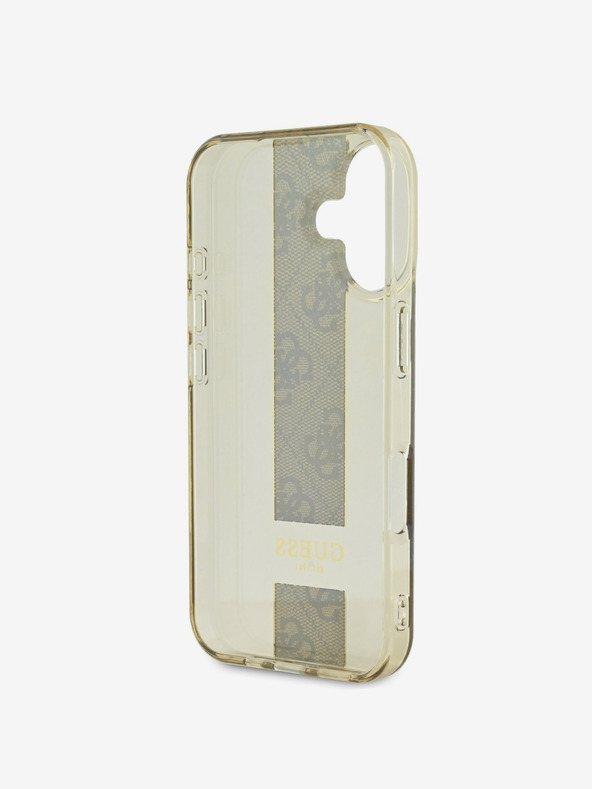 Guess Guess IML Middle 4G Заден капак с ивици за iPhone 16 Brown