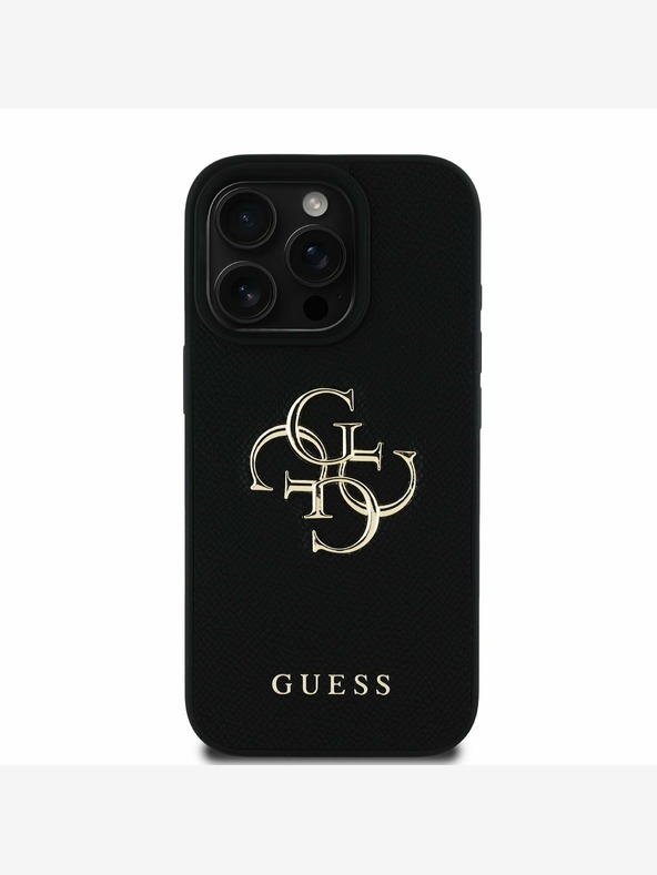 Guess Guess PU Grained 4G Metal Logo заден капак за iPhone 16 Pro Max Black