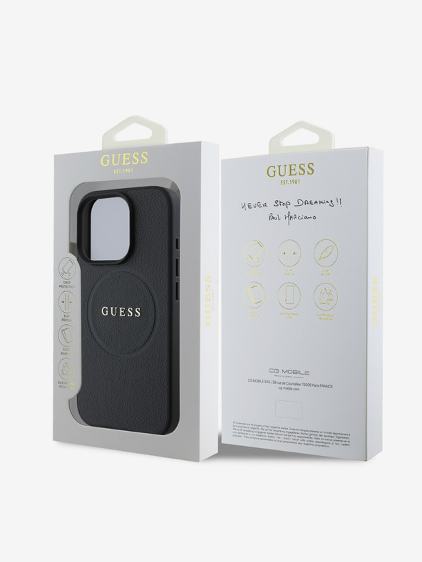 Guess Guess PU Grained Classic Logo MagSafe заден капак за iPhone 16 Pro Black