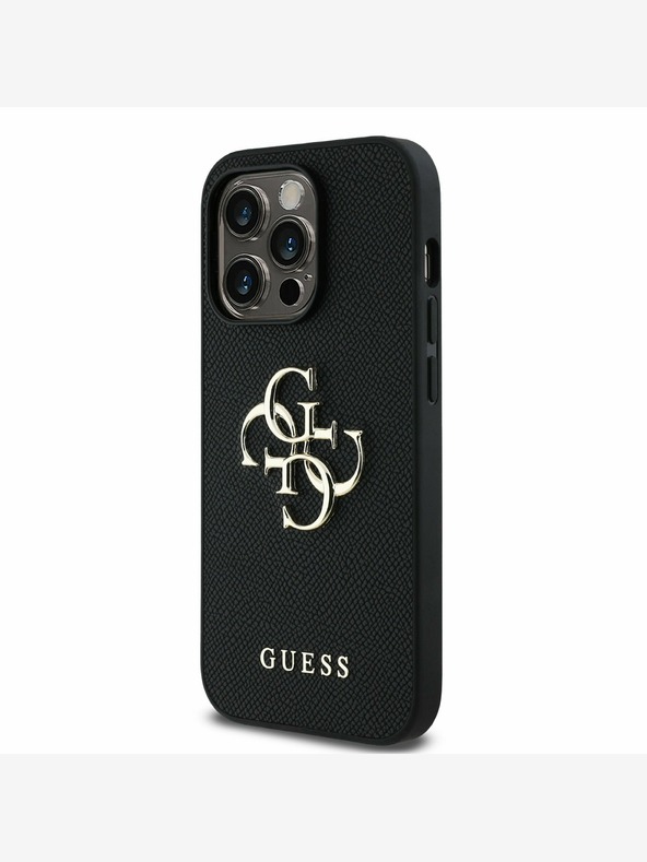 Guess Guess PU Grained 4G Metal Logo Back Cover за iPhone 14 Pro Black