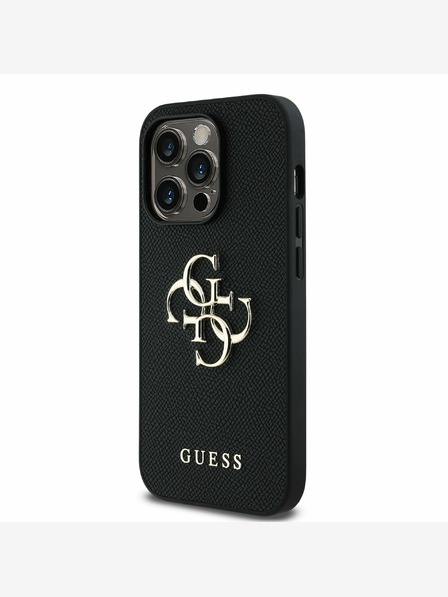 Guess Guess PU Grained 4G Metal Logo Back Cover за iPhone 14 Pro Black