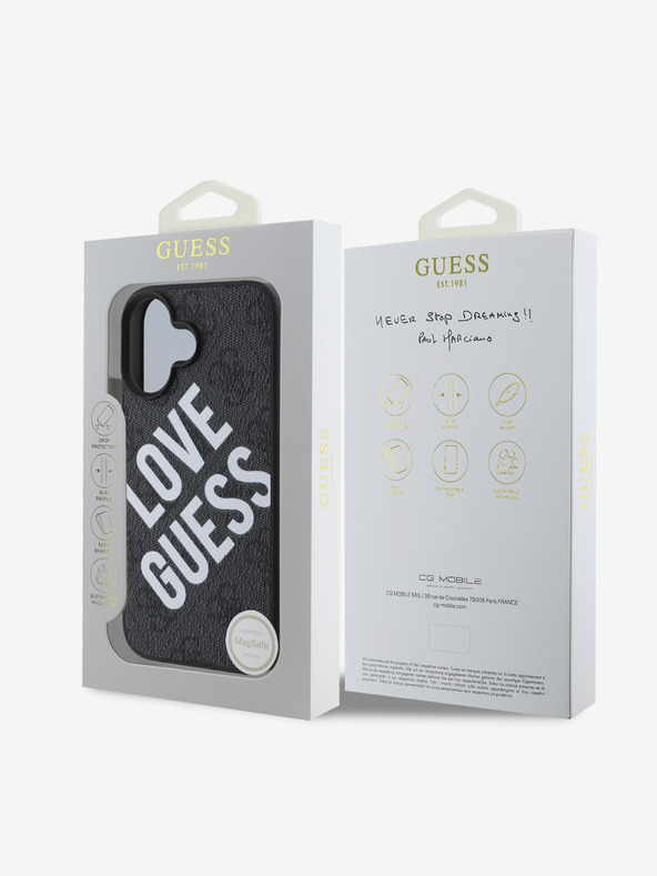 Guess Guess PU Leather 4G Big Love Logo MagSafe заден капак за iPhone 16 Black