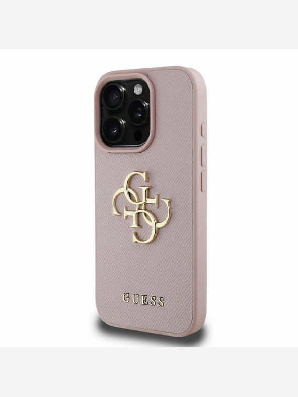 Guess Guess PU Grained 4G Metal Logo заден капак за iPhone 15 Pro Max Pink