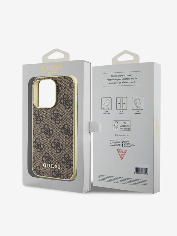 Guess Guess Заден капак 4G Charm за iPhone 15 Pro Brown