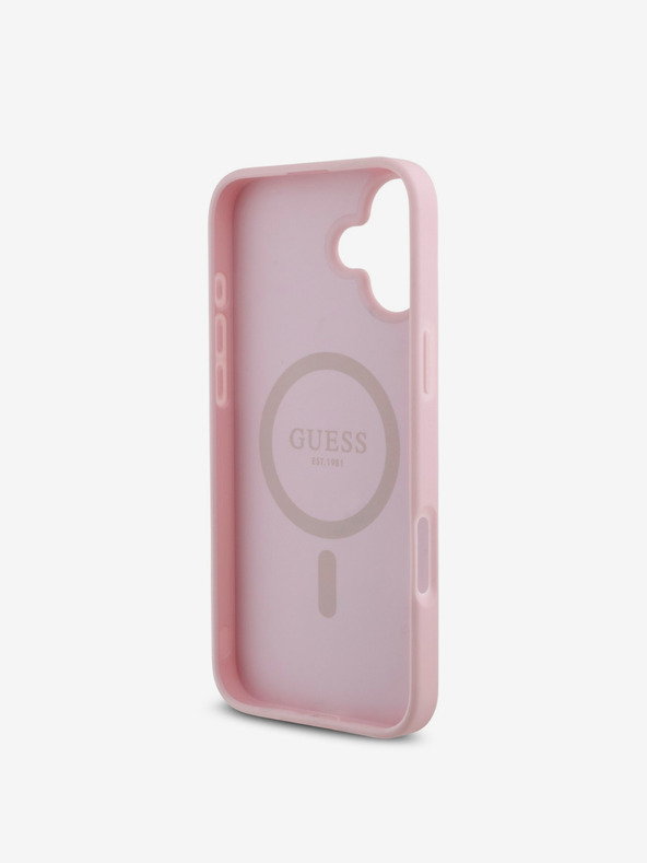 Guess Guess PU PU Grained 4G Small Metal Logo MagSafe Back Cover за iPhone 16 Plus Pink