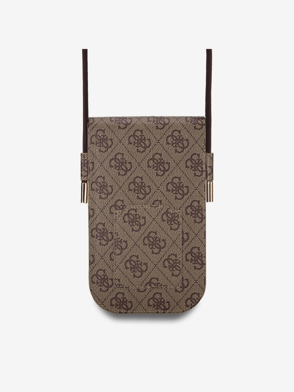 Guess Guess PU 4G Голямо лого на любовта чанта за телефон кафява