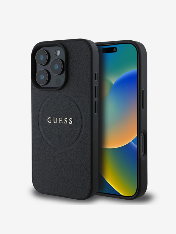 Guess Guess PU Grained Classic Logo MagSafe заден капак за iPhone 16 Pro Max Black