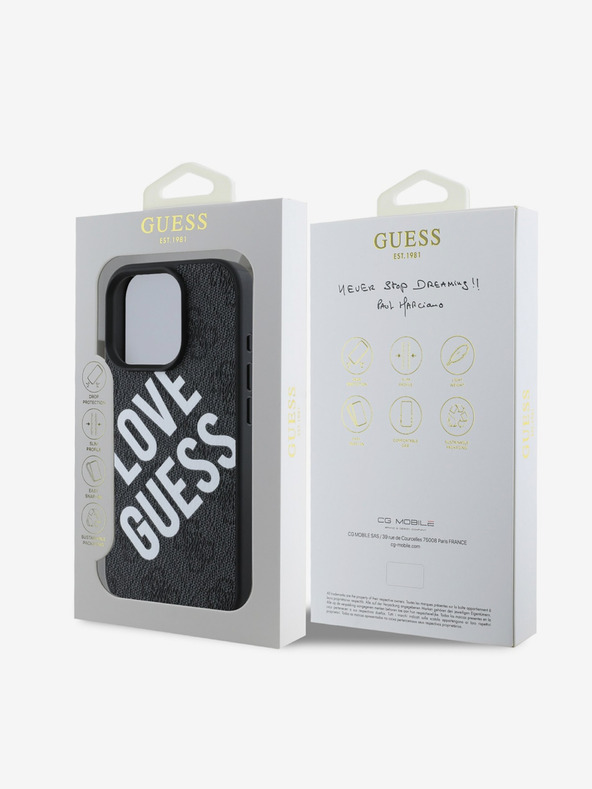 Guess Guess PU кожа 4G Голямо лого на любовта MagSafe заден капак за iPhone 16 Pro Max черен