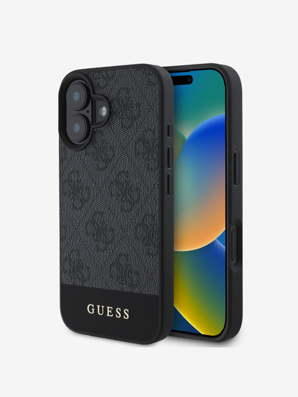 Guess Guess PU 4G Stripe заден капак за iPhone 16 Grey