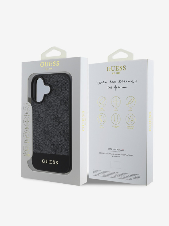 Guess Guess PU 4G Stripe заден капак за iPhone 16 Grey