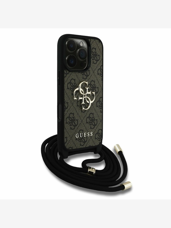 Guess Guess PU PU 4G Метално лого с каишка за кръст за iPhone 16 Pro Brown