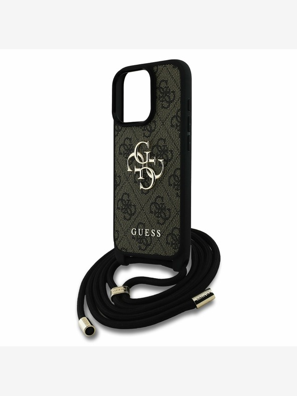 Guess Guess PU PU 4G Метално лого с каишка за кръст за iPhone 16 Pro Brown