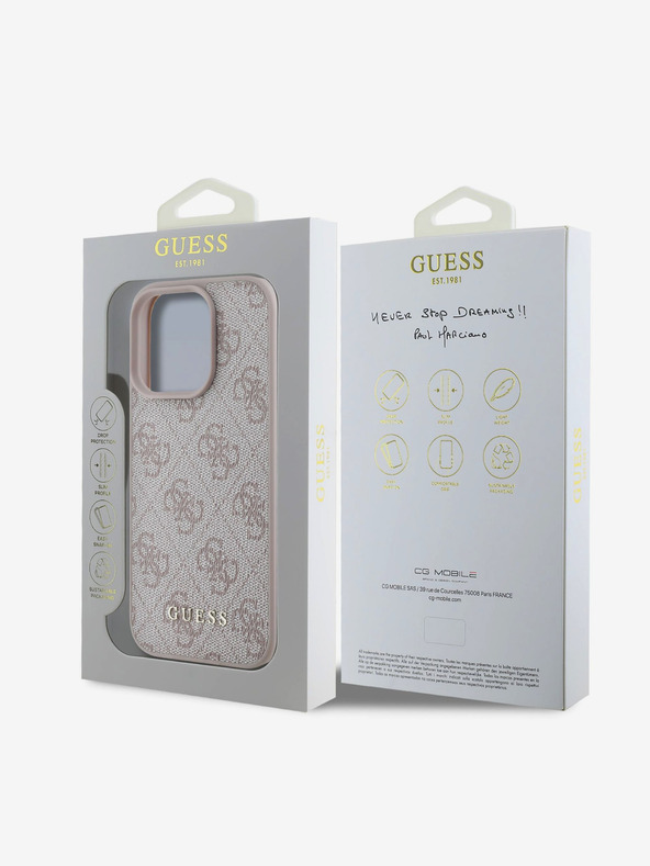 Guess Guess 4G заден капак с чар за iPhone 16 Pro Max тон върху тон розово