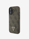 Guess Guess PU 4G метален триъгълник с лого Guess PU 4G Strass Back Cover + каишка за iPhone 16 Brown