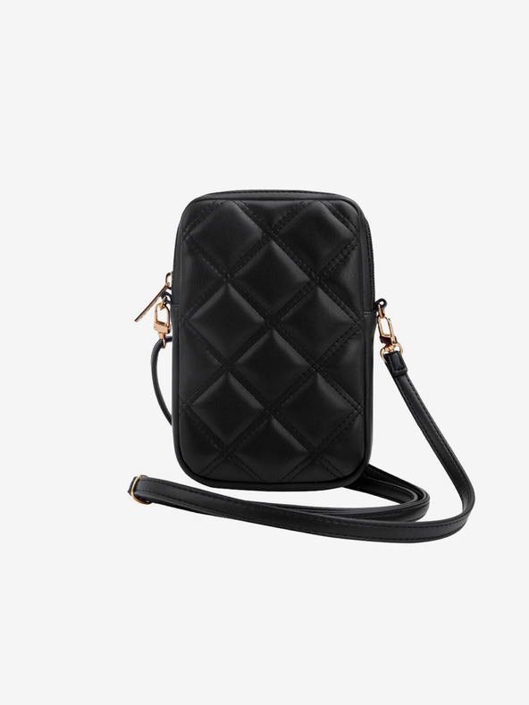 Guess Guess PU ватирана чанта за телефон с метално лого 4G и цип черна