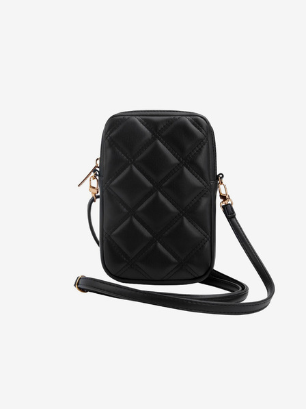 Guess Guess PU ватирана чанта за телефон с метално лого 4G и цип черна