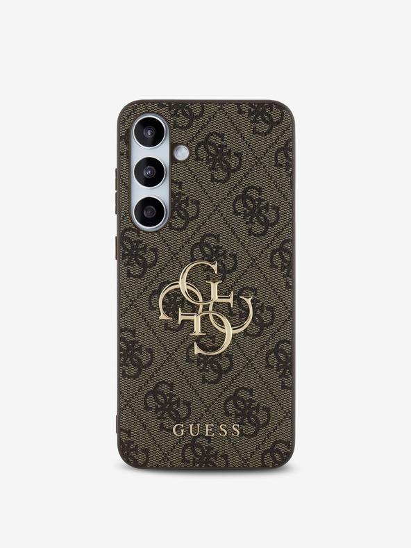 Guess Guess PU 4G Метален заден капак с лого за Samsung Galaxy S24 FE Brown