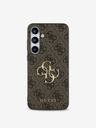 Guess Guess PU 4G Метален заден капак с лого за Samsung Galaxy S24 FE Brown