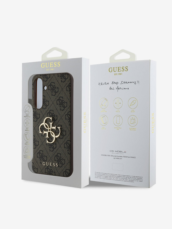Guess Guess PU 4G Метален заден капак с лого за Samsung Galaxy S24 FE Brown