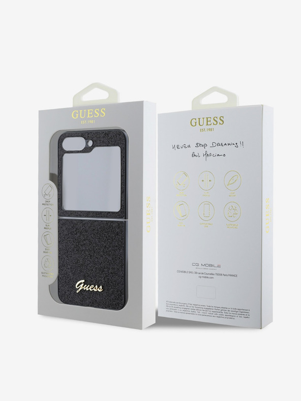 Guess Guess PC/TPU Glitter Flakes Metal Logo Back Cover за Samsung Galaxy Z Flip 6 Black