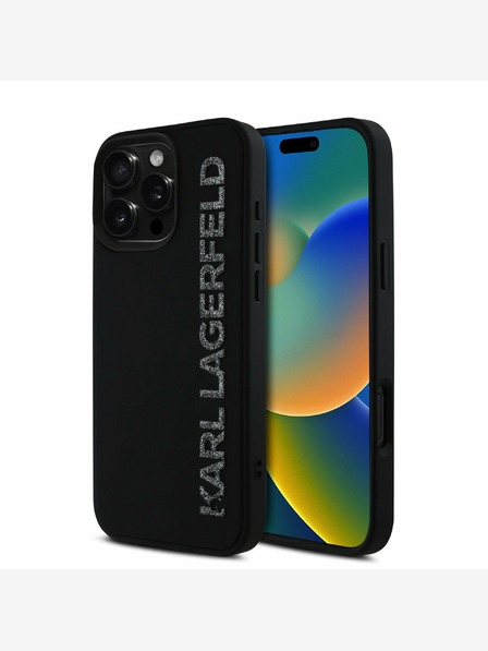 Karl Lagerfeld Karl Lagerfeld 3D Rubber Glitter Logo Back Cover за iPhone 16 Pro Black