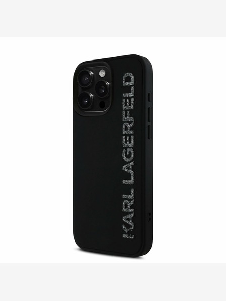 Karl Lagerfeld Karl Lagerfeld 3D Rubber Glitter Logo Back Cover за iPhone 16 Pro Black