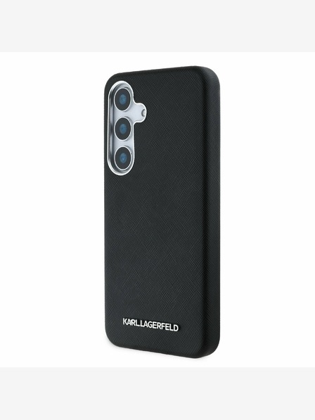 Karl Lagerfeld Karl Lagerfeld PU Saffiano Метално лого и рамка заден капак за Samsung Galaxy S25+ Black