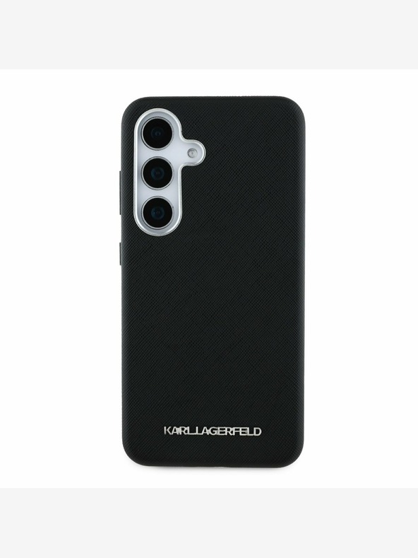 Karl Lagerfeld Karl Lagerfeld PU Saffiano Метално лого и рамка заден капак за Samsung Galaxy S25+ Black