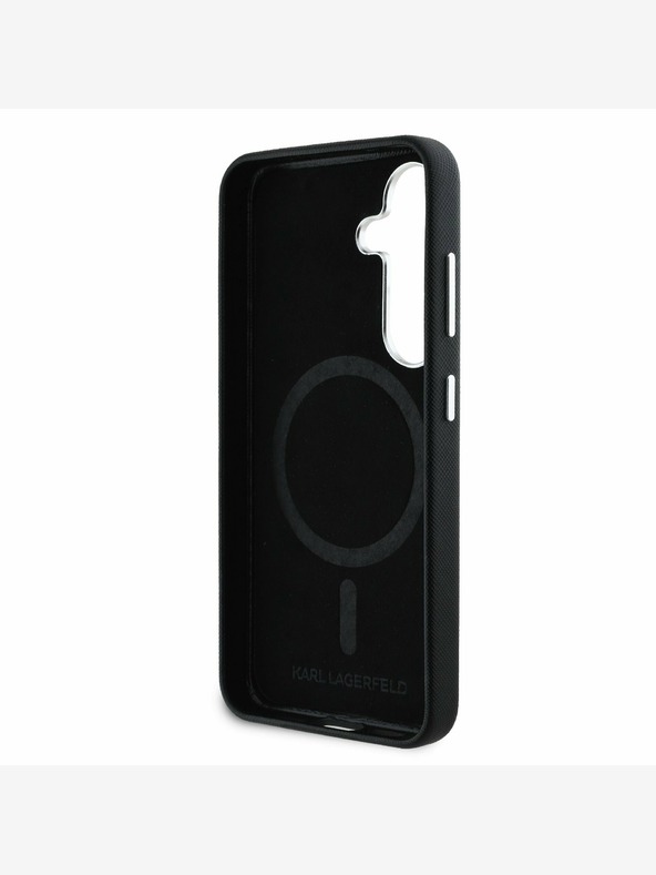 Karl Lagerfeld Karl Lagerfeld PU Saffiano Метално лого и рамка заден капак за Samsung Galaxy S25+ Black