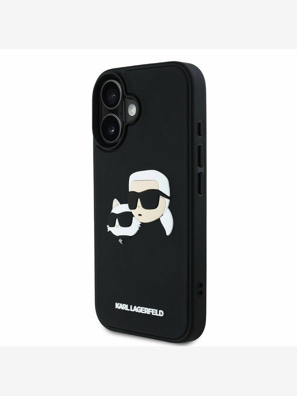 Karl Lagerfeld Karl Lagerfeld 3D гумен заден капак с двойни глави за iPhone 16 черен