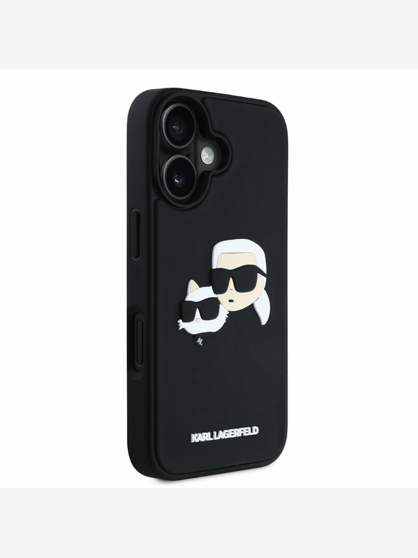 Karl Lagerfeld Karl Lagerfeld 3D гумен заден капак с двойни глави за iPhone 16 черен