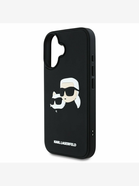 Karl Lagerfeld Karl Lagerfeld 3D гумен заден капак с двойни глави за iPhone 16 черен
