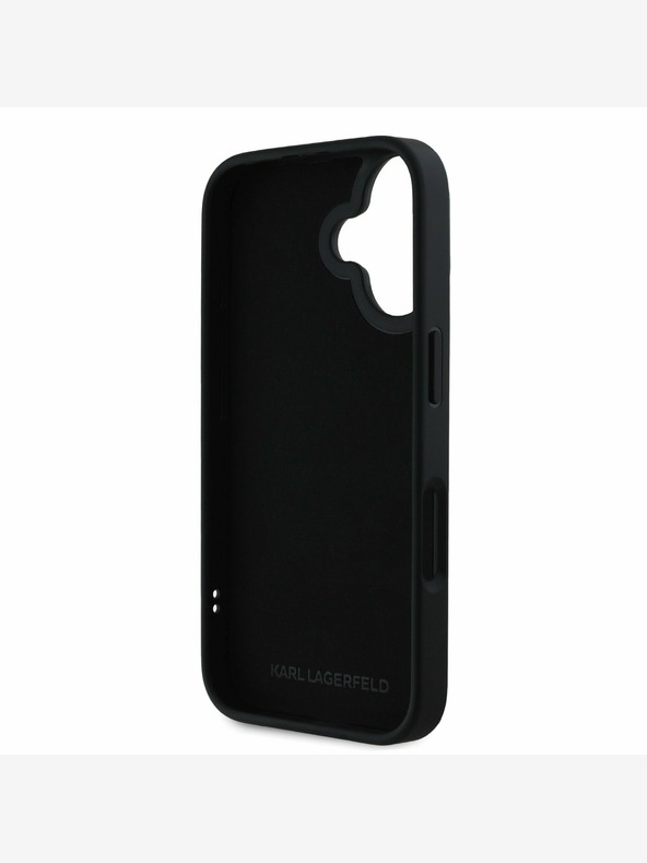 Karl Lagerfeld Karl Lagerfeld 3D гумен заден капак с двойни глави за iPhone 16 черен