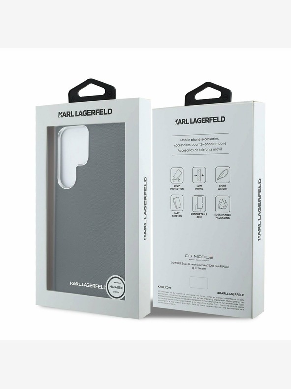 Karl Lagerfeld Karl Lagerfeld PU Saffiano Metal Logo and Frame Back Cover за Samsung Galaxy S25 Ultra Black