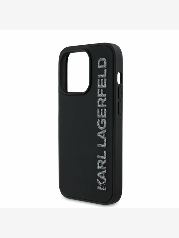Karl Lagerfeld Karl Lagerfeld 3D Rubber Glitter Logo Back Cover за iPhone 13 Pro Black
