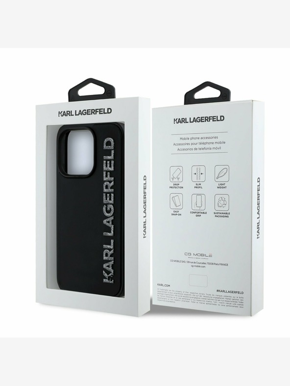 Karl Lagerfeld Karl Lagerfeld 3D Rubber Glitter Logo Back Cover за iPhone 13 Pro Black
