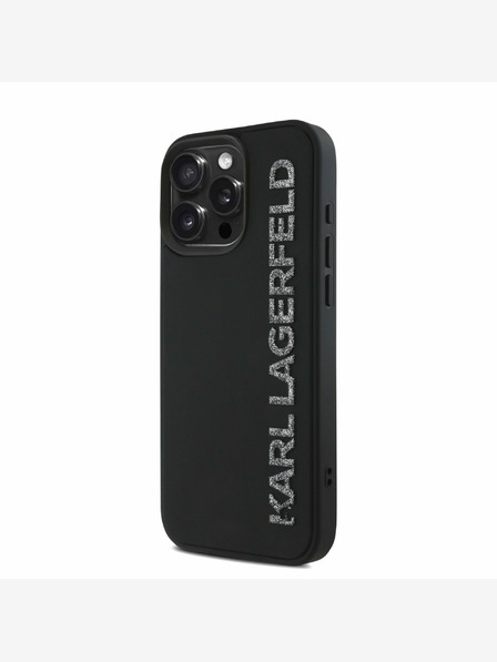 Karl Lagerfeld Karl Lagerfeld 3D Rubber Glitter Logo Back Cover за iPhone 15 Pro Max Black