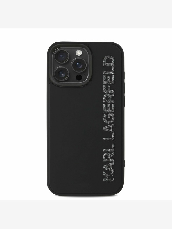 Karl Lagerfeld Karl Lagerfeld 3D Rubber Glitter Logo Back Cover за iPhone 15 Pro Max Black