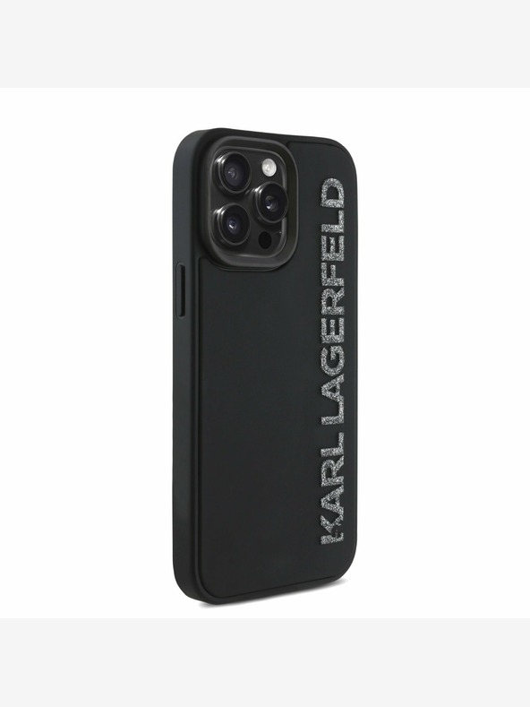 Karl Lagerfeld Karl Lagerfeld 3D Rubber Glitter Logo Back Cover за iPhone 15 Pro Max Black