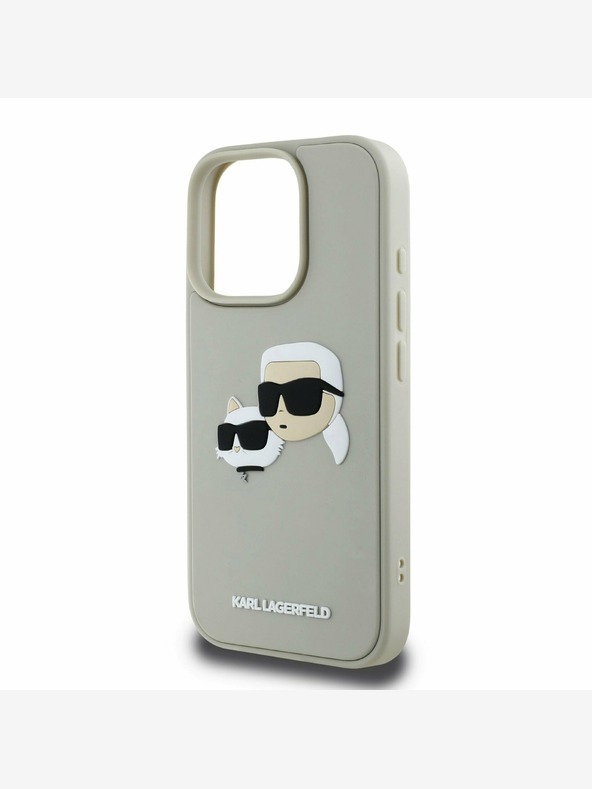 Karl Lagerfeld Karl Lagerfeld 3D гумен заден капак с двойни глави за iPhone 16 Pro Beige