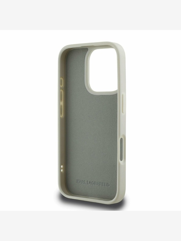Karl Lagerfeld Karl Lagerfeld 3D гумен заден капак с двойни глави за iPhone 16 Pro Beige