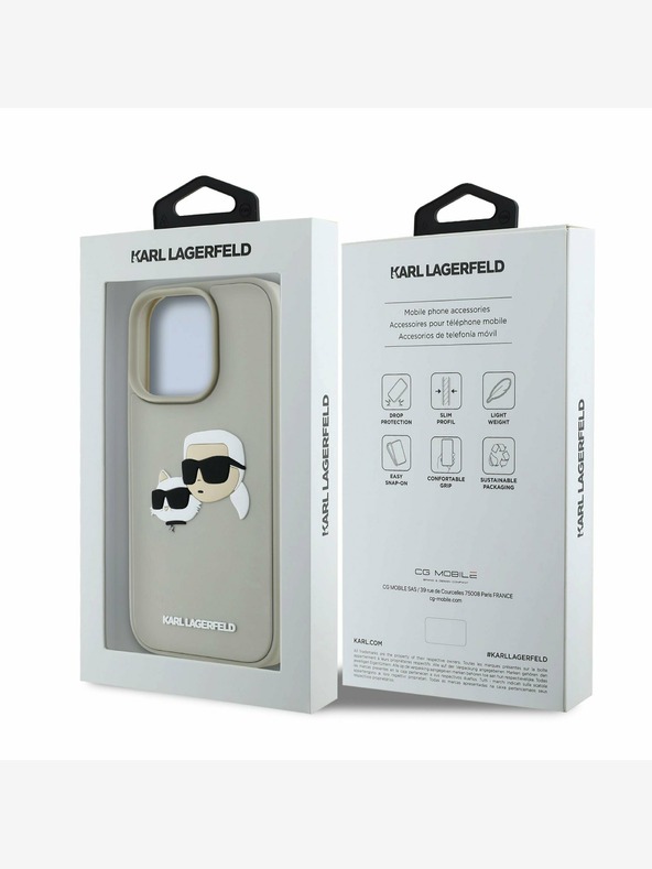 Karl Lagerfeld Karl Lagerfeld 3D гумен заден капак с двойни глави за iPhone 16 Pro Beige