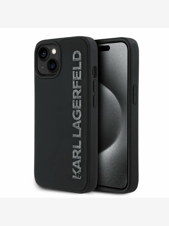 Karl Lagerfeld Karl Lagerfeld 3D Rubber Glitter Logo Back Cover за iPhone 14 Black