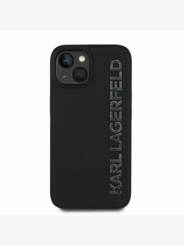 Karl Lagerfeld Karl Lagerfeld 3D Rubber Glitter Logo Back Cover за iPhone 14 Black