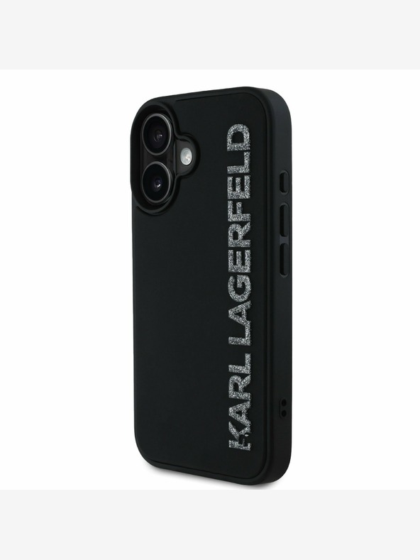 Karl Lagerfeld Karl Lagerfeld 3D Rubber Glitter Logo Back Cover за iPhone 16 Black